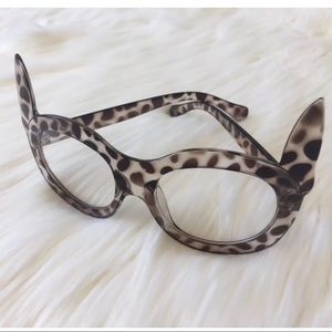 CAT EAR CLEAR LEOPARD EYEGLASSES HALLOWEEN